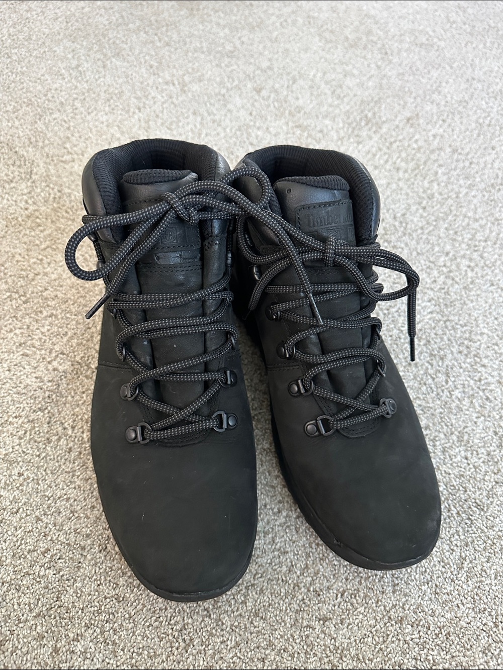 Timberland Men's  euro hiker All-Black Nubuck Outdoor Boots size 9.5